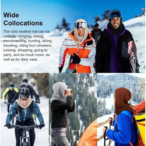 Unisex Red Beanie Skull Cap with Drawstring Warm Winter Hats for Outdoor main image 6